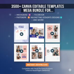3500+ Viral Canva Templates for Social Media & Business Marketing (Mega Bundle)  with PLR & MRR Rights
